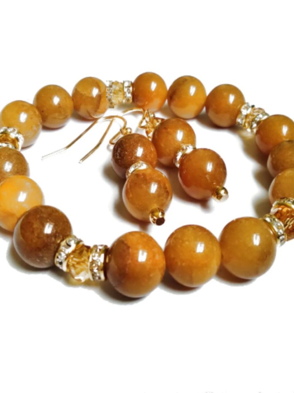 Handcrafted Aventurine Stretch Bracelet & Matching Earrings